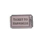 “Ticket to Happiness” Enamel Pin – Positive Travel Badge
