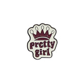 Pretty Girl Text Enamel Pin – Feminine Aesthetic Badge