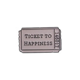 “Ticket to Happiness” Enamel Pin – Positive Travel Badge