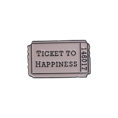 “Ticket to Happiness” Enamel Pin – Positive Travel Badge