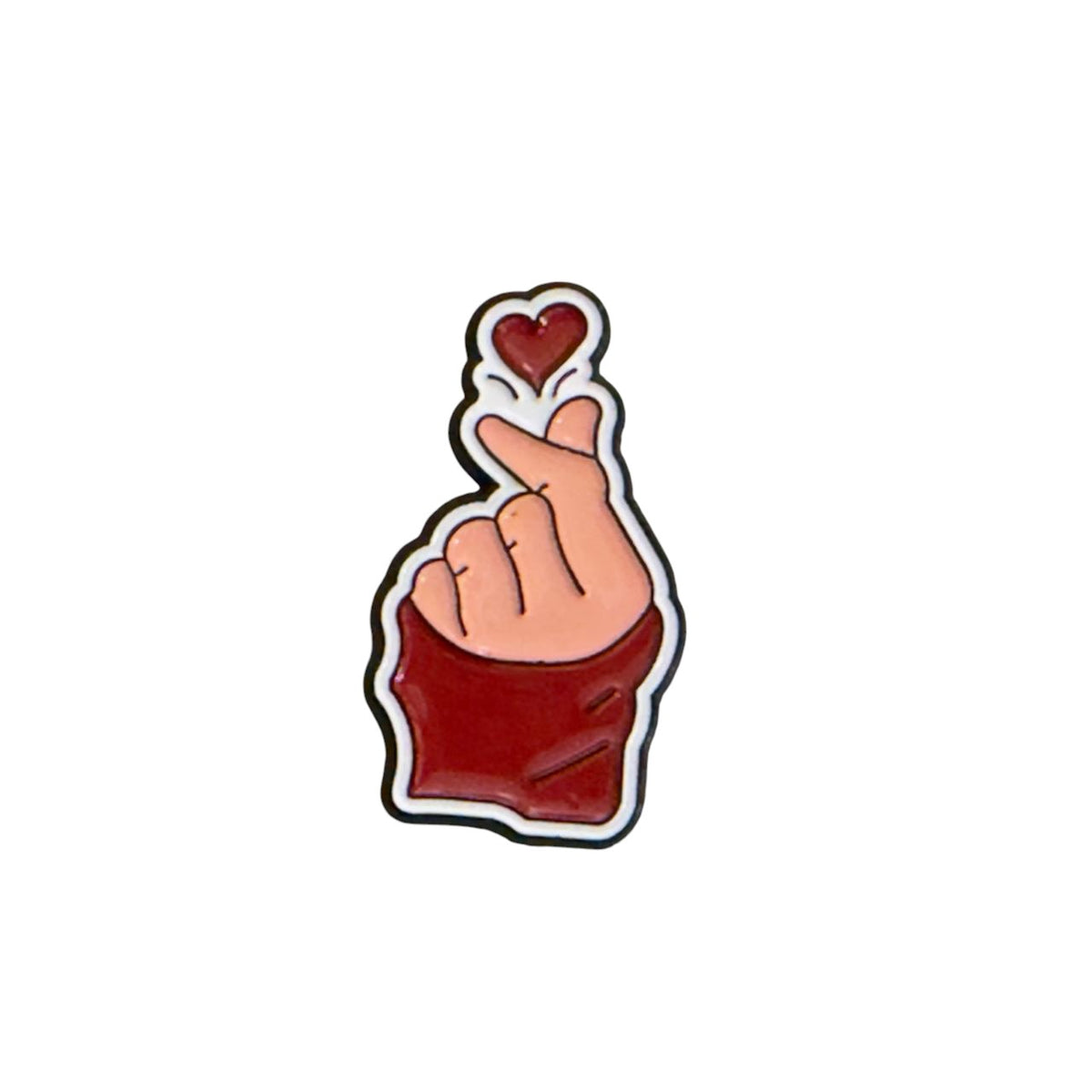 Finger Heart Metal Sticker for Phone & Laptop – Cute Korean Love 3D Emblem | UAE
