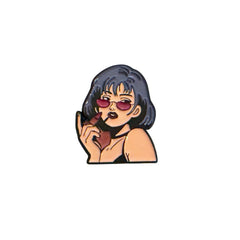 Aesthetic Girl Metal Sticker – Cool Girl with Sunglasses & Phone 3D Badge for Phone, Laptop & Car | Trendy UAE