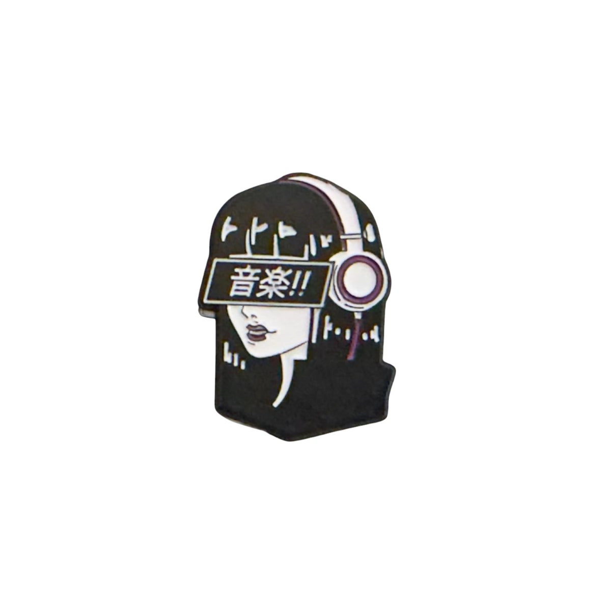Anime Music Girl Metal Sticker – Aesthetic Headphones Design for Laptop, Car & Phone