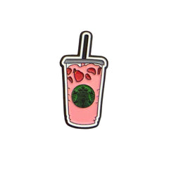 Strawberry Drink Metal Sticker – Premium Coffee Cup Badge for Laptops, Cars & Accessories