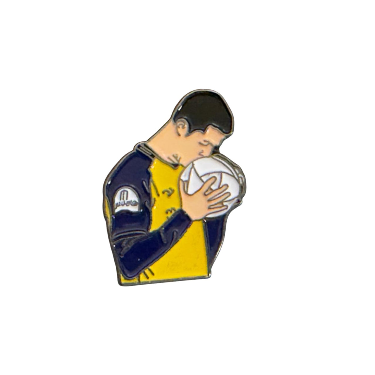 CR7 Inspired Football Metal Sticker – Ball Kiss Celebration Design (Al Nassr Style)