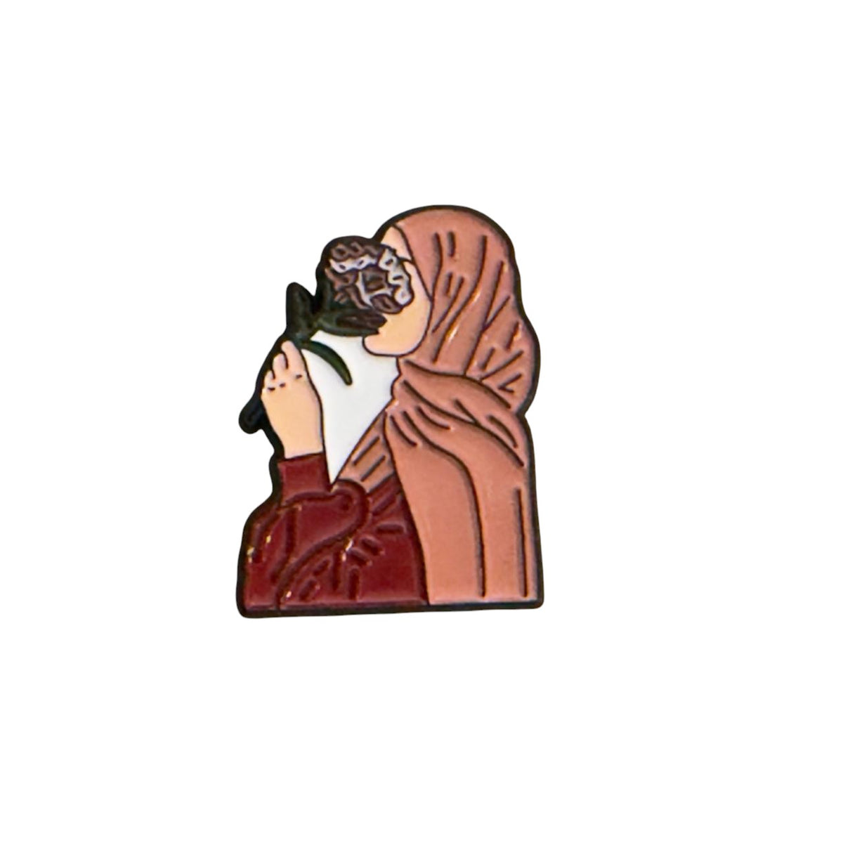 Hijab Girl Aesthetic Metal Sticker – Modest Fashion Floral Design