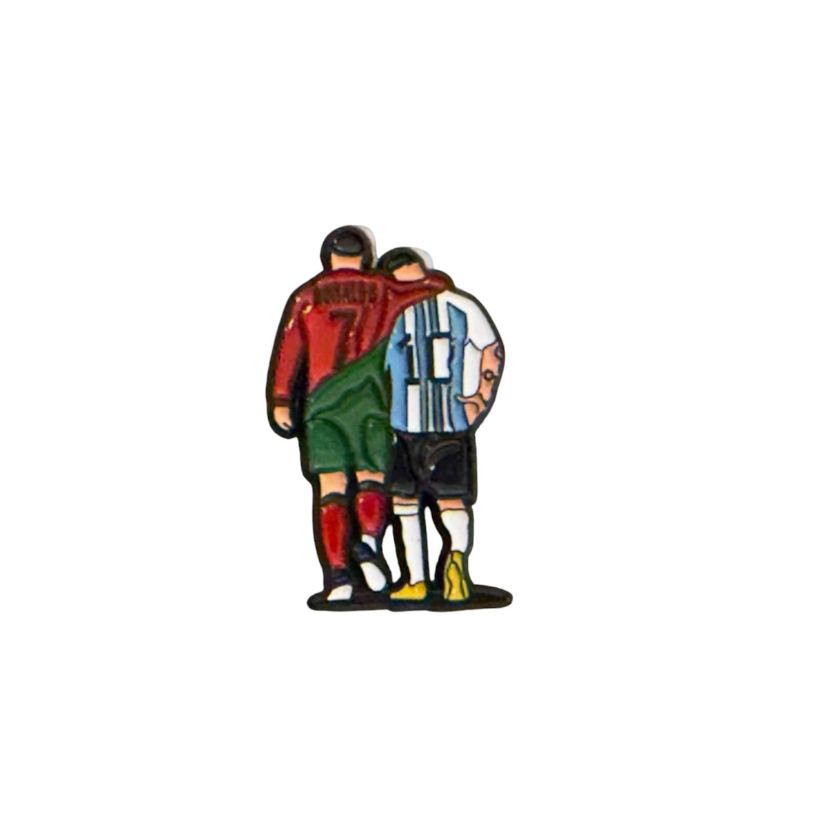 Ronaldo & Messi Metal Sticker – GOAT Football Legends Friendship Badge for Phone & Accessories