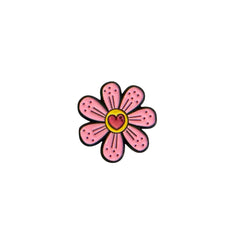 Cute Pink Flower Metal Sticker – Aesthetic Heart Daisy Badge for Phone, Laptop & Accessories