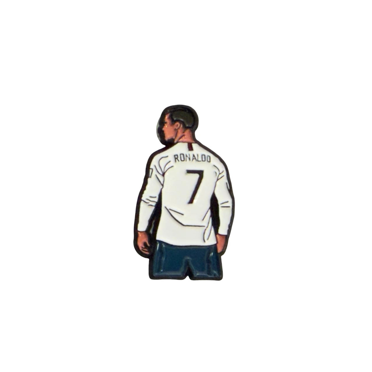 Cristiano Ronaldo No.7 Metal Sticker – Minimal Football Legend Badge for Phone & Accessories