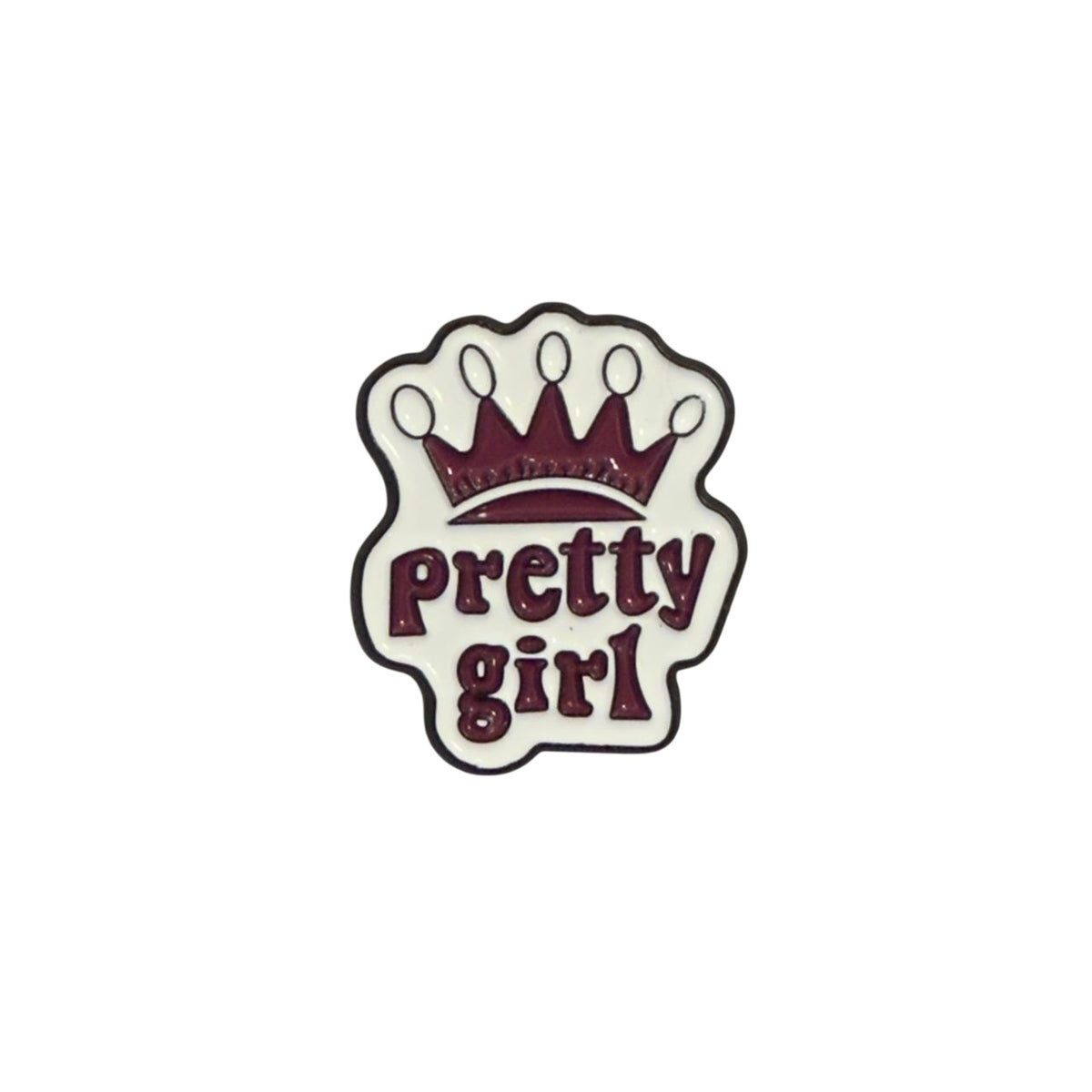 Pretty Girl Text Enamel Pin – Feminine Aesthetic Badge