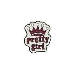 Pretty Girl Text Enamel Pin – Feminine Aesthetic Badge