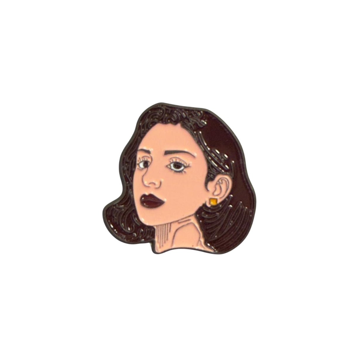 Girl Illustration Enamel Pin – Artistic Portrait Badge